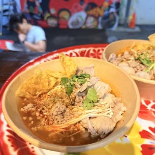 Noodles served at the bar